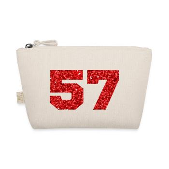Number 57 Red Glitter - 57th Anniversary - Organic Pouch - nature - Front