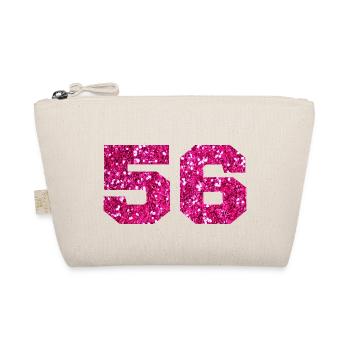 Number 56 Pink Glitter - 56th Anniversary - Organic Pouch - nature - Front