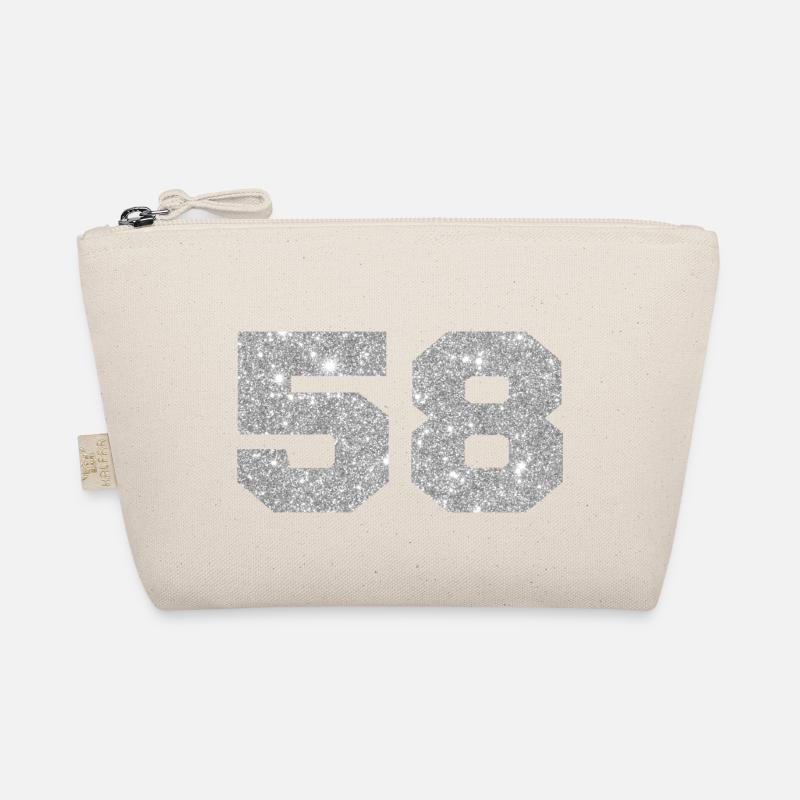 Number 58 Silver Glitter - 58th Anniversary Organic Pouch