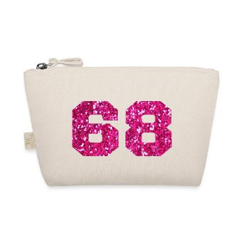 Number 68 Pink Glitter - 68th Birthday - Organic Pouch - nature - Front