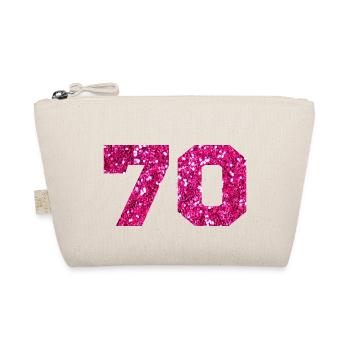 70 Pink Glitter - 70. Geburtstag - Bio-Täschchen - Natur - Vorne