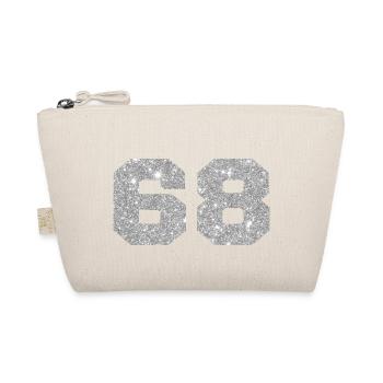 Number 68 Silver Glitter - 68th Anniversary - Organic Pouch - nature - Front