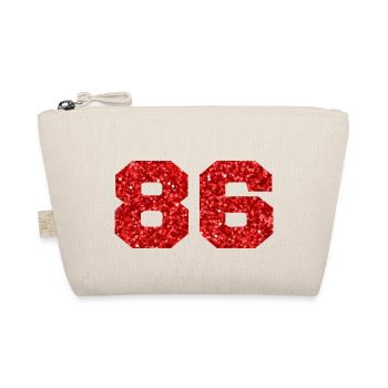 Number 86 Red Glitter - 86th Anniversary - Organic Pouch - nature - Front