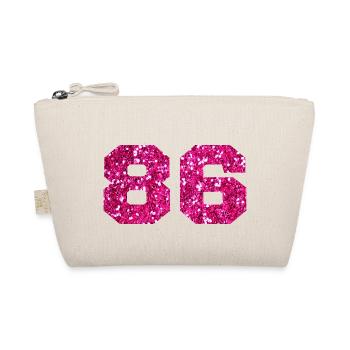 Number 86 Pink Glitter - 86th Birthday - Organic Pouch - nature - Front