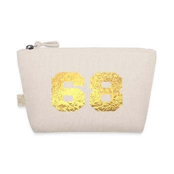 Number 68 Gold Glitter - 68th Anniversary - Organic Pouch - nature - Front