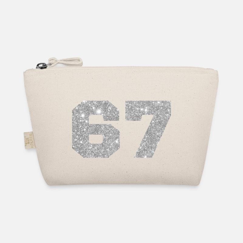 Number 67 Silver Glitter - 67th Anniversary Organic Pouch