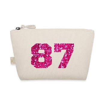 Nummer 87 Pink Glitter - 87. Geburtstag - Bio-Täschchen - Natur - Vorne