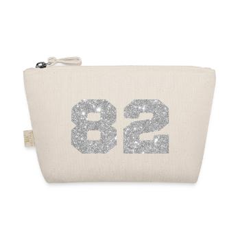 Number 82 Silver Glitter - 82nd Anniversary - Organic Pouch - nature - Front