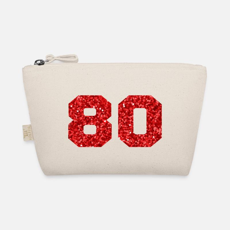 Number 80 Red Glitter - 80th Anniversary Organic Pouch