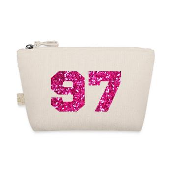 Number 97 Pink Glitter - 97th Birthday - Organic Pouch - nature - Front