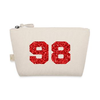 Number 98 Red Glitter - 98th Anniversary - Organic Pouch - nature - Front