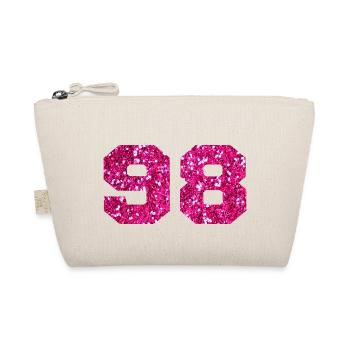 Number 98 Pink Glitter - 98th Birthday - Organic Pouch - nature - Front