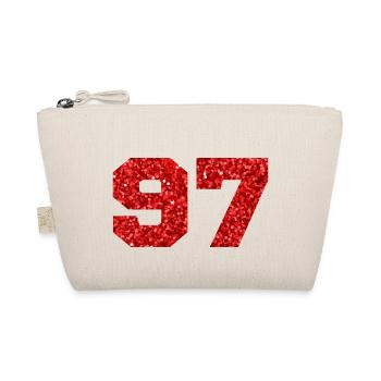 Number 97 Red Glitter - 97th Anniversary - Organic Pouch - nature - Front