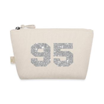 Nummer 95 Silberglitter - 95. Jahrestag - Bio-Täschchen - Natur - Vorne