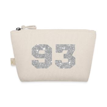 Number 93 Silver Glitter - 93rd Birthday - Organic Pouch - nature - Front