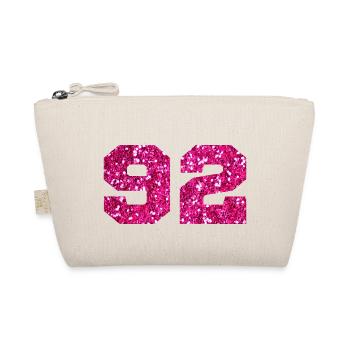 Number 92 Pink Glitter - 92nd Birthday - Organic Pouch - nature - Front