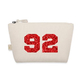 Number 92 Red Glitter - 92nd Birthday - Organic Pouch - nature - Front