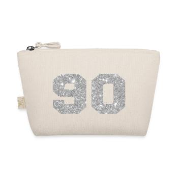 Number 90 Silver Glitter - 90th Birthday - Organic Pouch - nature - Front