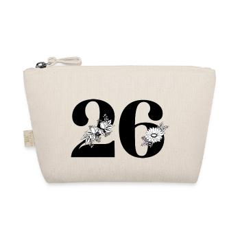 Number 26 Black Floral -26th Floral Anniversary - Organic Pouch - nature - Front