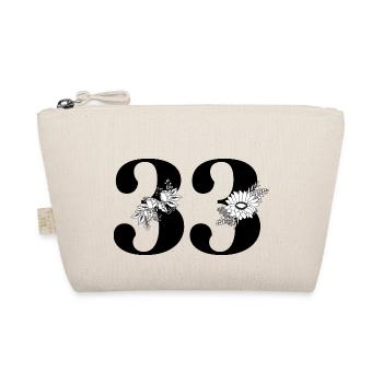 Number 33 Black Floral - 33rd Floral Birthday - Organic Pouch - nature - Front