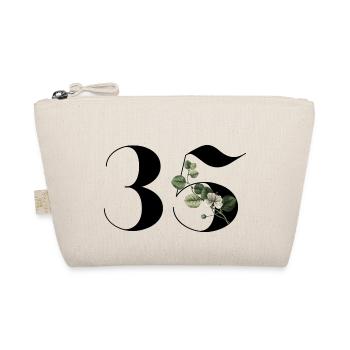 Number 35 Floral Green - 35th Floral Anniversary - Organic Pouch - nature - Front