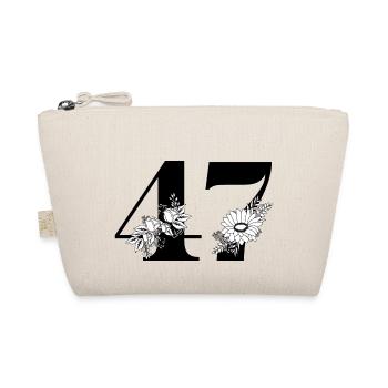 Number 47 Floral Green - 47th Floral Birthday - Organic Pouch - nature - Front