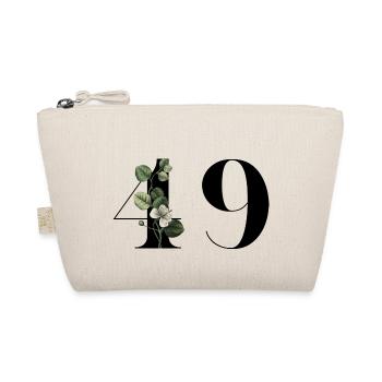 Number 49 Green Floral - 49th Floral Birthday - Organic Pouch - nature - Front