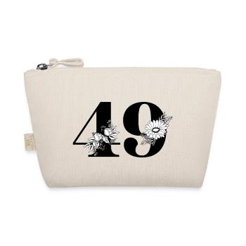 Number 49 Black Floral - 49th Floral Birthday - Organic Pouch - nature - Front