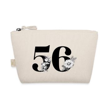 Number 56 Black Floral - 56th Floral Birthday - Organic Pouch - nature - Front