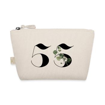 Number 55 Floral Green - 55th Floral Birthday - Organic Pouch - nature - Front