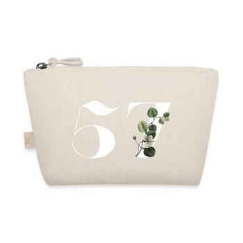 Number 57 Floral Green - 57th Floral Birthday - Organic Pouch - nature - Front