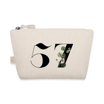 Number 57 Floral Green - 57th Floral Birthday - Organic Pouch - nature - Front