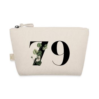 Number 79 Floral Green - 79th Floral Birthday - Organic Pouch - nature - Front