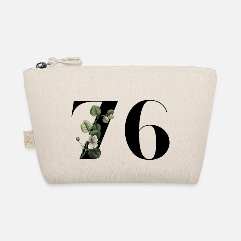 Number 76 Floral Green - 76th Floral Birthday Organic Pouch
