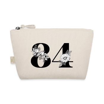 Number 84 Black Floral - 84th Floral Birthday - Organic Pouch - nature - Front