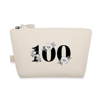 Black Floral Number 100 - 100th Floral Birthday - Organic Pouch - nature - Front