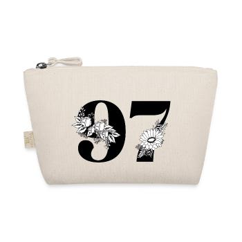 Number 97 Black Floral - 97th Floral Birthday - Organic Pouch - nature - Front