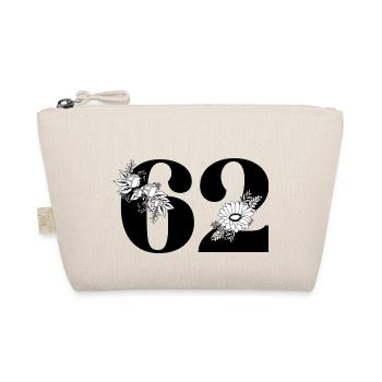 Number 62 Black Floral - 62nd Floral Birthday - Organic Pouch - nature - Front