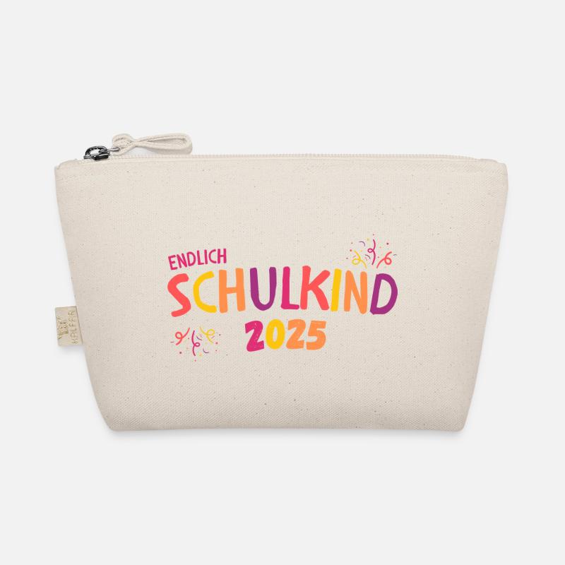 Endlich Schulkind 2025 orange gelb lila Mädchen - Bio-Täschchen - Natur