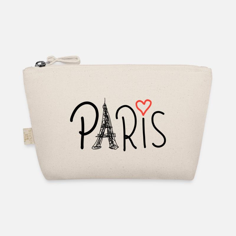 Paris mit Eiffelturm und rotem Herzen - Bio-Täschchen - Natur