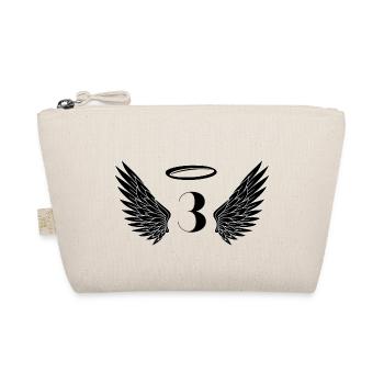 Number 3 Angel - 3rd Birthday Wings - Organic Pouch - nature - Front