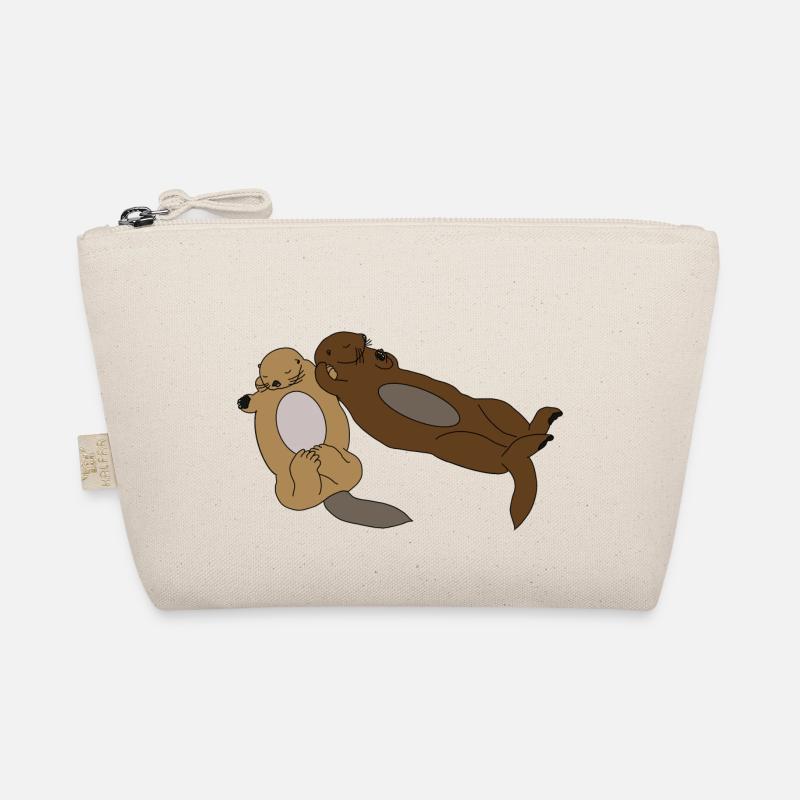Cute Sleeping Otters - Organic Pouch - nature