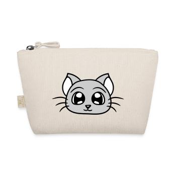 Cute Cat Looks Happy Smiling Kitten Fun - Organic Pouch - nature - Front
