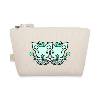 2 pacifiers cats Two baby siblings twins - Organic Pouch - nature - Front