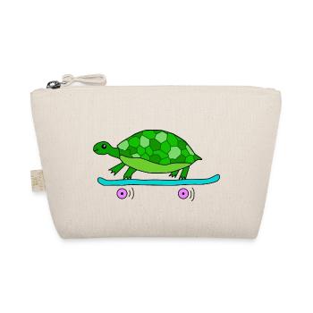 Turtle rides skateboard - Organic Pouch - nature - Front