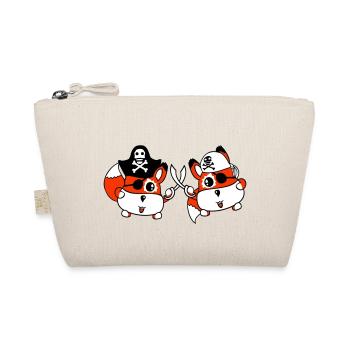 2 Little Cute Pirate Foxes Eye Patch Saber Duel - Organic Pouch - nature - Front