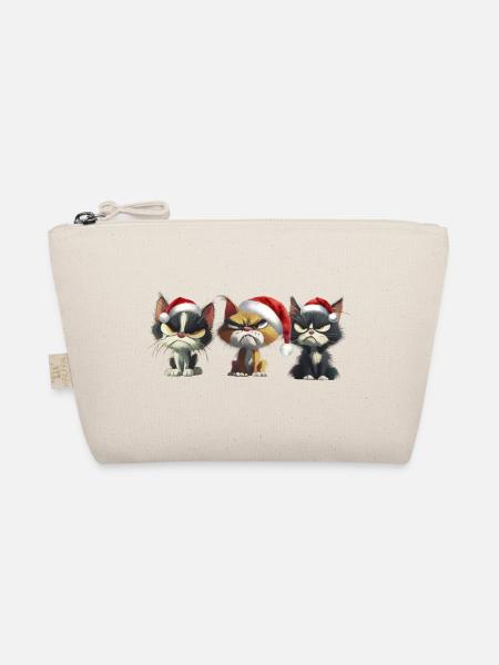 Grim Christmas Cats Trio Presents - Organic Pouch - nature - Front
