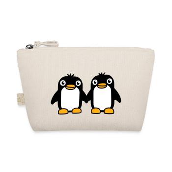 2 Pinguine Pärchen Händchen haltenverliebt Freunde - Bio-Täschchen - Natur - Vorne