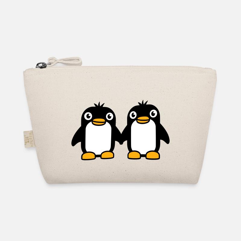 2 penguins couple holding hands in love friends Organic Pouch