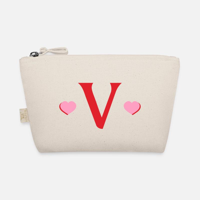 Letter v red hearts Organic Pouch